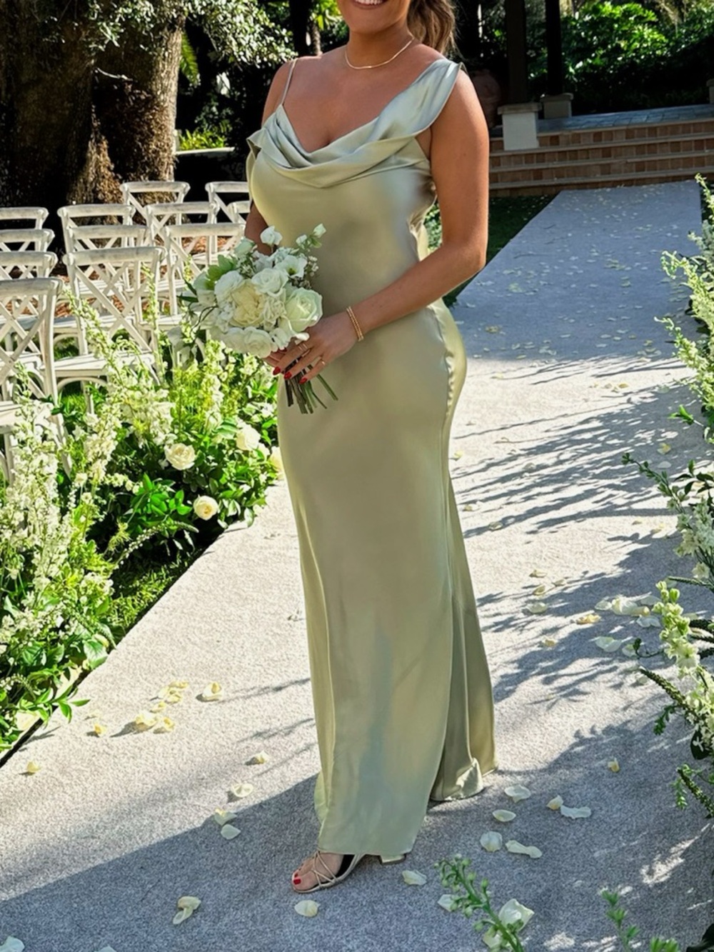Reformation Ronda Silk Gown in Dried Herbs - Sage Green size 10 - Picture 4 of 8